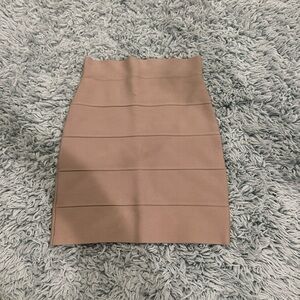 BCBGMaxAzria Tan Mini Pencil Skirt. Bandage style